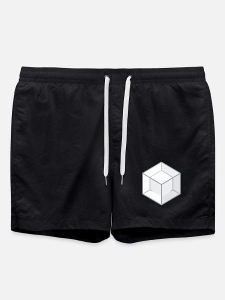 Geometric 3D Cube Line Style - Swim Trunks - black