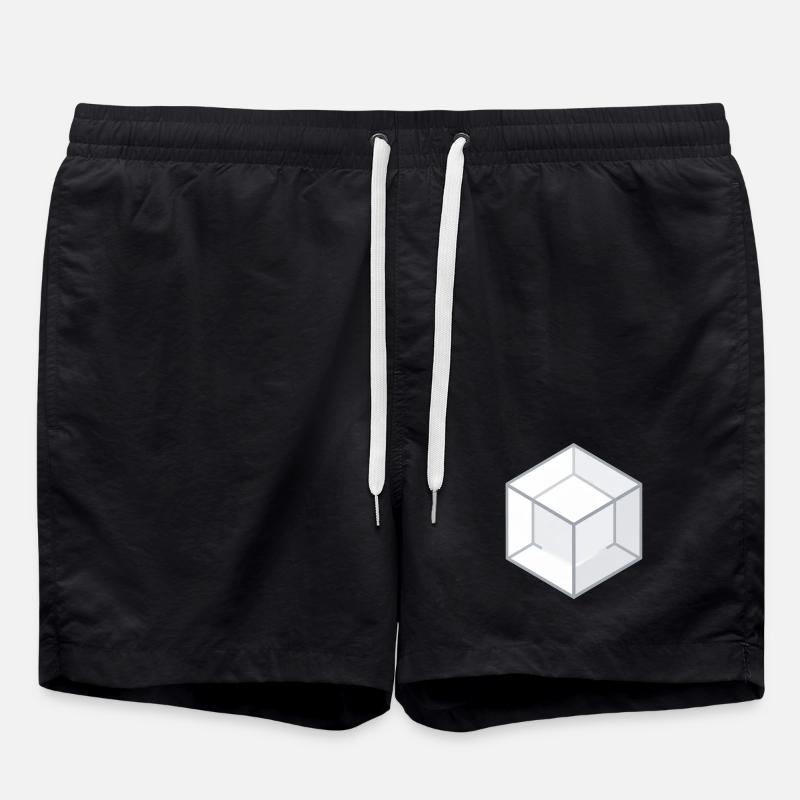 Geometric 3D Cube Line Style - Swim Trunks - black
