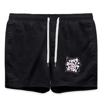 Your Only Limit Is You – Motivation Typografie - Badeshorts - Schwarz - Vorne - AI Model Male 185 light (185cm)