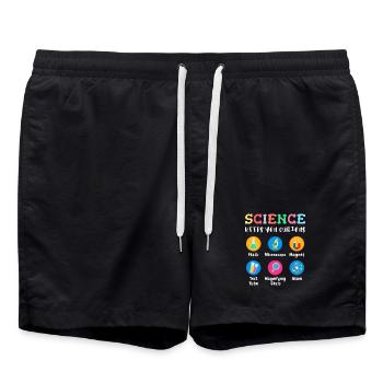 La science suscite la curiosité - Short de bain - noir - Devant - AI Model Male 185 light (185cm)