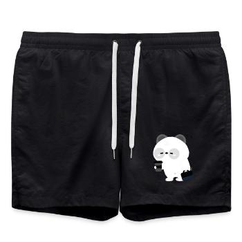 Panda Coffee Break - Swim Trunks - black - Front - AI Model Male 185 light (185cm)