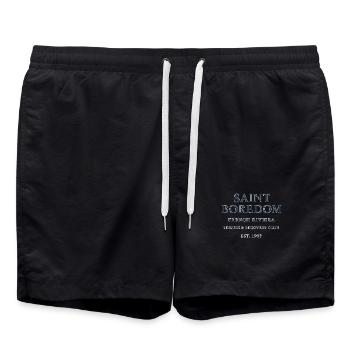 Saint Boredom Leisure & Recovery Club - Swim Trunks - black - Front - AI Model Male 185 light (185cm)