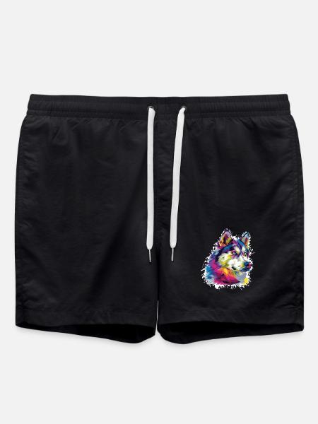 Wolf Animal Art - Swim Trunks - black