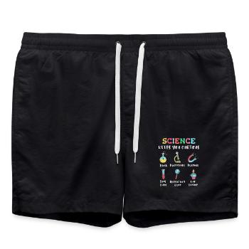 La science suscite la curiosité - Short de bain - noir - Devant - AI Model Male 185 light (185cm)