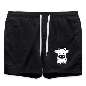 Kuh Stehend Comic Milchkuh Icon - Badeshorts - Schwarz - Vorne - AI Model Male 185 light (185cm)