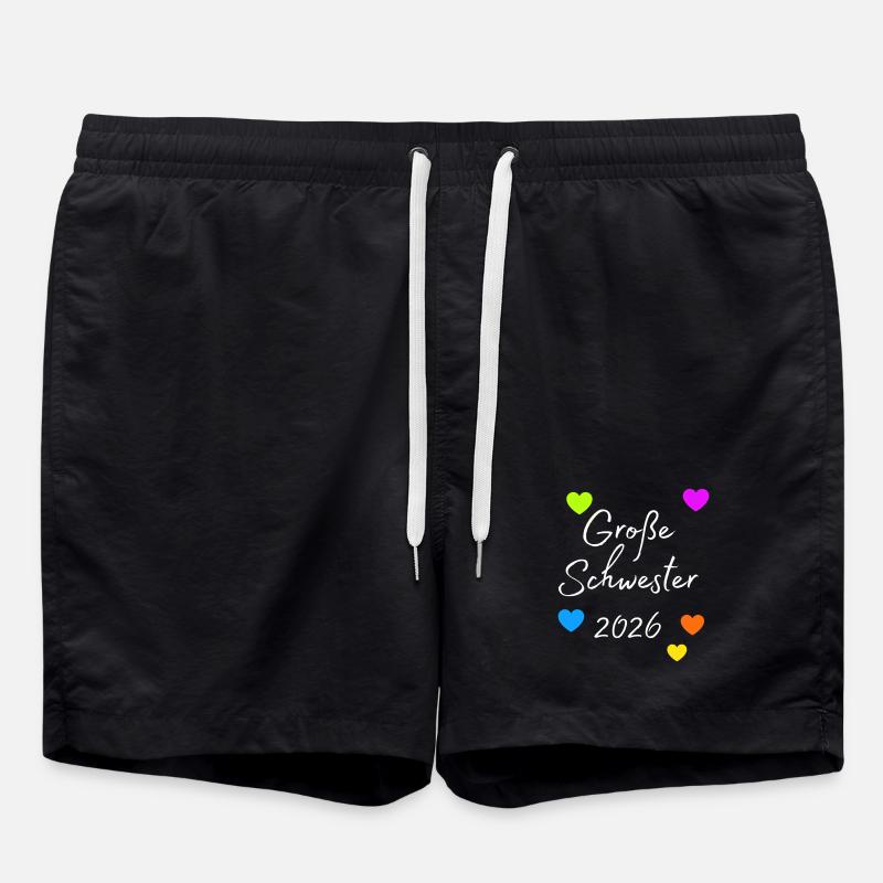 Große Schwester 2026 Herzdruck - Badeshorts - Schwarz