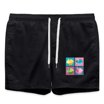 Ensemble de blocs de couleur Pop Art Rabbit - Short de bain - noir - Devant - AI Model Male 185 light (185cm)