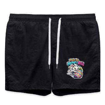 This is how I roll Hase Häschen Frühling - Badeshorts - Schwarz - Vorne - AI Model Male 185 light (185cm)