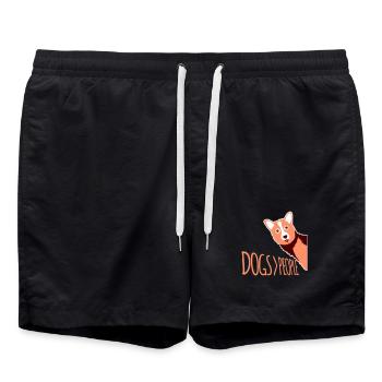 Chiens sur les gens, chien Drôle de proverbe antisocial - Short de bain - noir - Devant - AI Model Male 185 light (185cm)