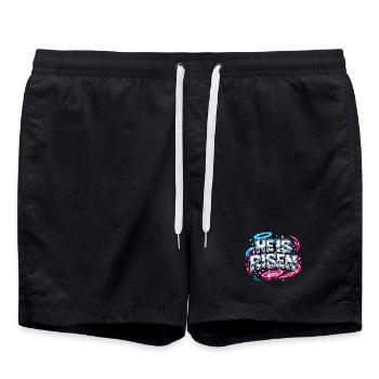 He is Risen Streetwear Saying - Swim Trunks - black - Front - AI Model Male 185 light (185cm)