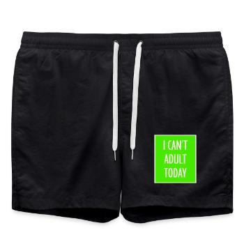 I Can't Adult Today Funny Adult Saying Logo - Swim Trunks - black - Front - AI Model Male 185 light (185cm)
