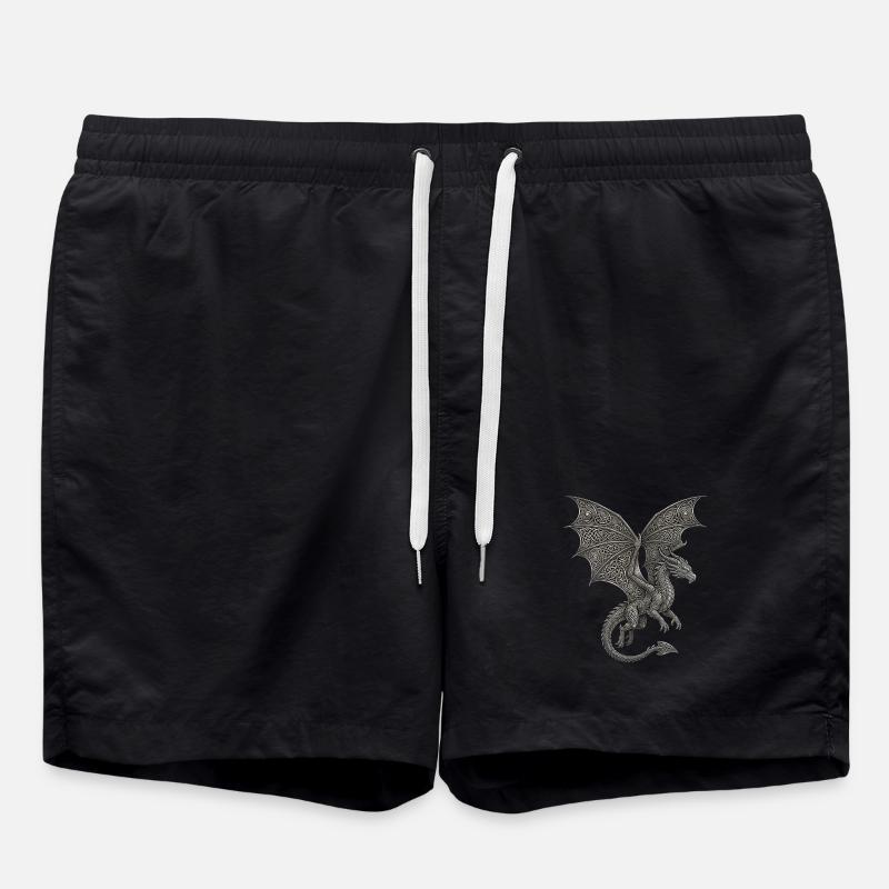 Motif de nœud celtique Dragon Noble - Short de bain - noir