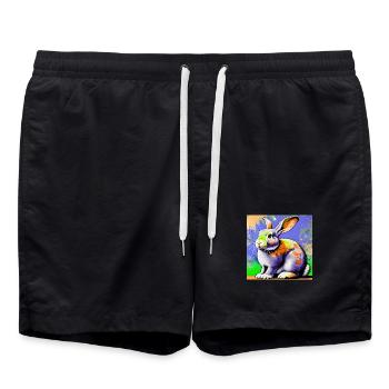 Kaninchen - Badeshorts - Schwarz - Vorne - AI Model Male 185 light (185cm)