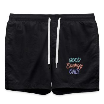 Good Energy Only Graphic in Retro Neon Style - Swim Trunks - black - Front - AI Model Male 185 light (185cm)