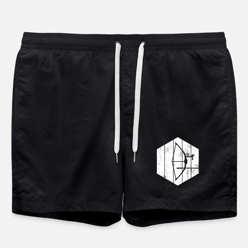 Bogen und Pfeil Skizze - Badeshorts - Schwarz