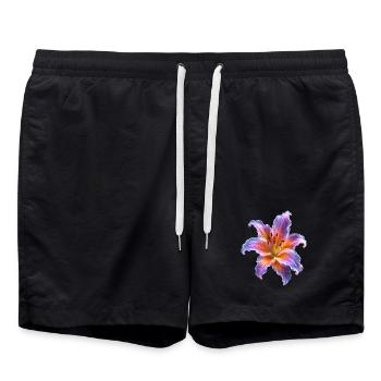 Glowing Lily Abstract Floral Art Motif - Swim Trunks - black - Front - AI Model Male 185 light (185cm)