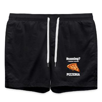 Running? I thought you said Pizzeria! - Swim Trunks - black - Front - AI Model Male 185 light (185cm)