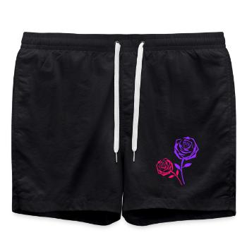 Rosenduo Neon Pink Purple - Badeshorts - Schwarz - Vorne - AI Model Male 185 light (185cm)