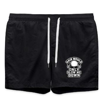 Hair Would Only Slow Me Down - Cool Bald Humor - Swim Trunks - black - Front - AI Model Male 185 light (185cm)