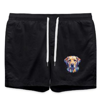 Portrait coloré de chien aquarelle - Short de bain - noir - Devant - AI Model Male 185 light (185cm)