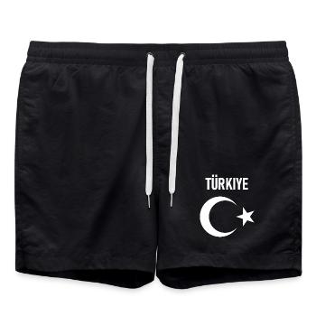 TÜRKEI TÜRKIYE TÜRKISCHE Europa Sport Fan - Badeshorts - Schwarz - Vorne - AI Model Male 185 light (185cm)