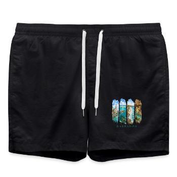 Barbados Vacation Travel – Caribbean Beach & Culture - Swim Trunks - black - Front - AI Model Male 185 light (185cm)