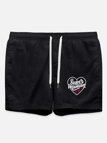 Super Mom Heart Gift Mother's Day - Swim Trunks - black
