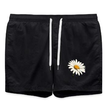Weiße Margeritenblüte Natur Blumen Design  - Badeshorts - Schwarz - Vorne - AI Model Male 185 light (185cm)