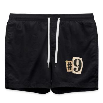 Number Nine Collage Typography - Swim Trunks - black - Front - AI Model Male 185 light (185cm)