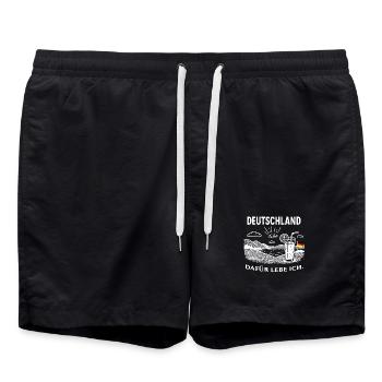 Deutschland - Dafür lebe ich  - Badeshorts - Schwarz - Vorne - AI Model Male 185 light (185cm)