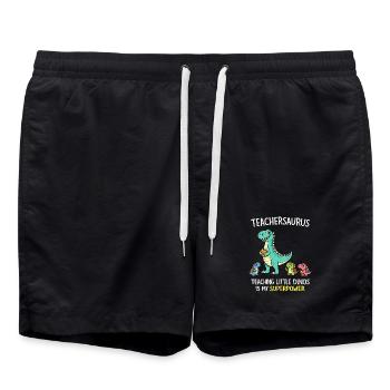 Teachersaurus Lehrer Humor mit kleinen Dinosaurier - Badeshorts - Schwarz - Vorne - AI Model Male 185 light (185cm)