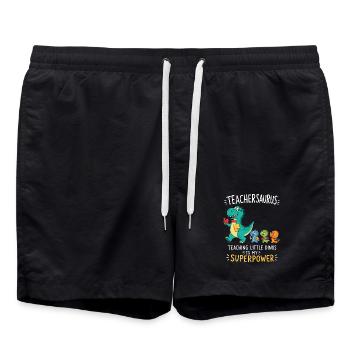 Teachersaurus Lehrer Humor mit kleinen Dinosaurier - Badeshorts - Schwarz - Vorne - AI Model Male 185 light (185cm)