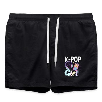 Kawaii K-Pop & Anime Aesthetic Design - Badeshorts - Schwarz - Vorne - AI Model Male 185 light (185cm)