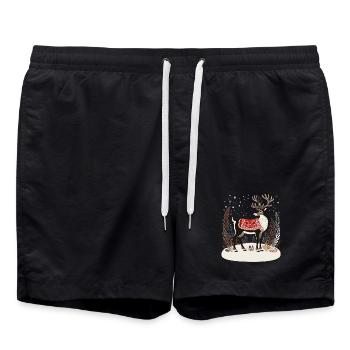 Rentier-Shirt, Boho-Weihnachts-Shirt - Badeshorts - Schwarz - Vorne - AI Model Male 185 light (185cm)