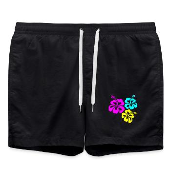 Hibiskus Hibiskusblüte - Badeshorts - Schwarz - Vorne - AI Model Male 185 light (185cm)