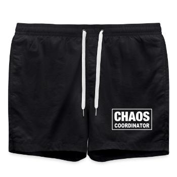 Chaos Coordinator Genie beherrscht chaos Mama Papa - Badeshorts - Schwarz - Vorne - AI Model Male 185 light (185cm)