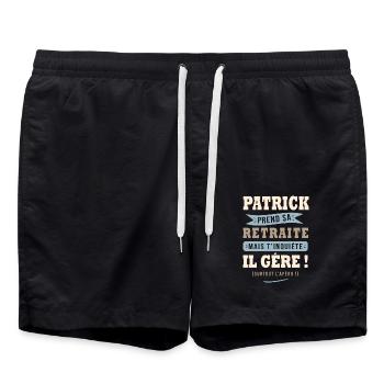 Patrick humour retraite cadeau retraité - Short de bain - noir - Devant - AI Model Male 185 light (185cm)