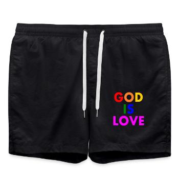 God is love - Short de bain - noir - Devant - AI Model Male 185 light (185cm)