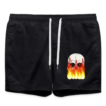 Skull Skull Horror Halloween Fire Flames - Swim Trunks - black - Front - AI Model Male 185 light (185cm)