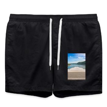 Deutsches Eck Koblenz Rhein & Mosel Poster - Badeshorts - Schwarz - Vorne - AI Model Male 185 light (185cm)