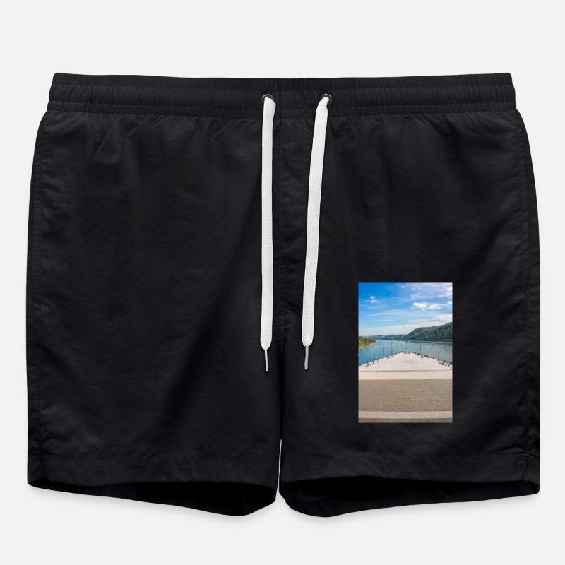 Deutsches Eck Koblenz Rhein & Mosel Poster - Badeshorts - Schwarz