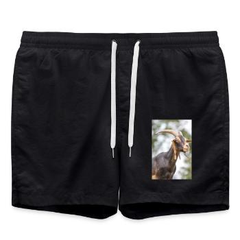 Goat (goat, capra) brown and black - Swim Trunks - black - Front - AI Model Male 185 light (185cm)