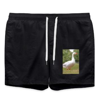 White Goose (domestic goose) - Swim Trunks - black - Front - AI Model Male 185 light (185cm)