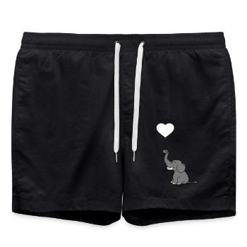 luftballon herz form liebe elefant gluecklich nied - Badeshorts - Schwarz - Vorne - AI Model Male 185 light (185cm)