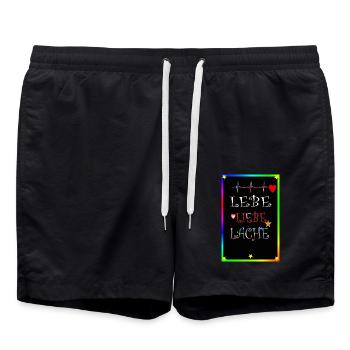 poster lebe liebe lache - Badeshorts - Schwarz - Vorne - AI Model Male 185 light (185cm)