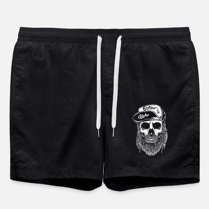 Ostseeliebe - Anker Skull Design - Badeshorts - Schwarz