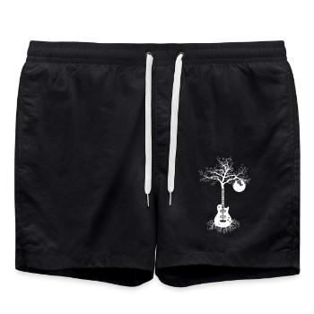 Guitares Guitariste Bassiste Guitare Arbre Vintage - Short de bain - noir - Devant - AI Model Male 185 light (185cm)