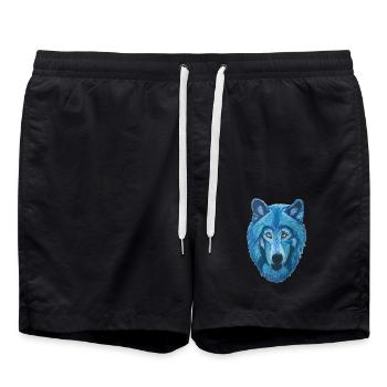 tête de loup épique à fourrure bleue - Short de bain - noir - Devant - AI Model Male 185 light (185cm)