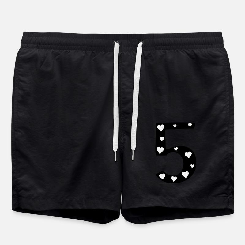 5 Birthday with heart - Swim Trunks - black