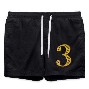 3 ANS. 3e ANNIVERSAIRE. ANNIVERSAIRE 3 ANS. 3 - Short de bain - noir - Devant - AI Model Male 185 light (185cm)